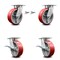 Service Caster 6 Inch Kingpinless Red Poly on Steel Wheel Caster Swivel Locks 2 Brakes, 2PK SCC-KP30S620-PUR-RS-BSL-2-SLB-2 - alternate 2